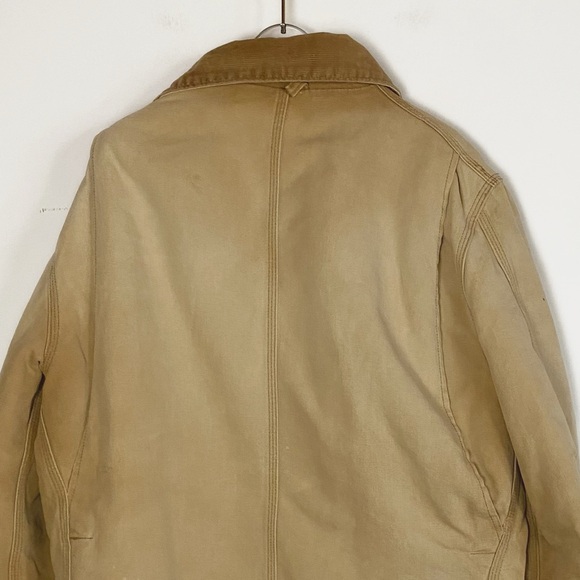Vtg 90s Carhartt Canvas Quilted Coat Iconic Brown Courdoroy collar size 42 Tall - Picture 5 of 13